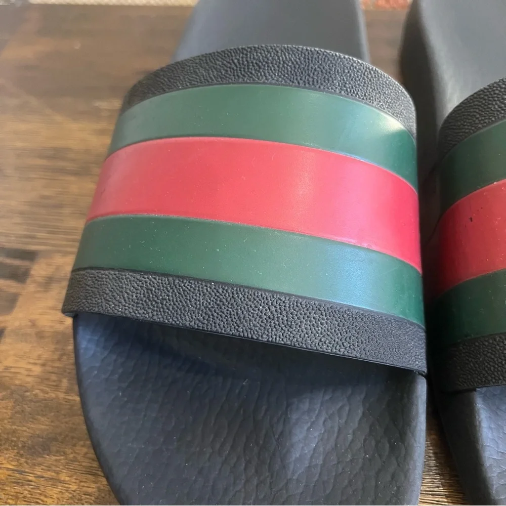 GUCCI Rubber Web Design Slide Sandals Men’s US 11